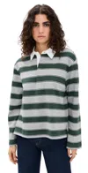 Joe's Jeans Dylan Oversized Rugby Shirt Top In Heather Grey Cilantro Stripe In Multi