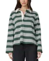 Joe's Jeans Dylan Oversized Rugby Shirt Top In Heather Grey Cilantro Stripe In Multi