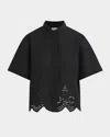 Joe's Jeans The Eyelet Short Sleeve Crop Shirt In Black
