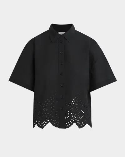 Joe's Jeans The Eyelet Short-sleeve Shirt In Black