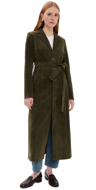 Joe's Jeans The Faux Suede Long Coat Olive In Multi