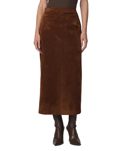 Joe's Jeans The Faux Suede Welt Pocket Midi Skirt In Brown