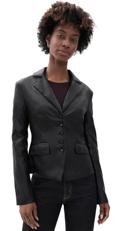 Joe's Jeans The Fitted Faux Leather Blazer Black