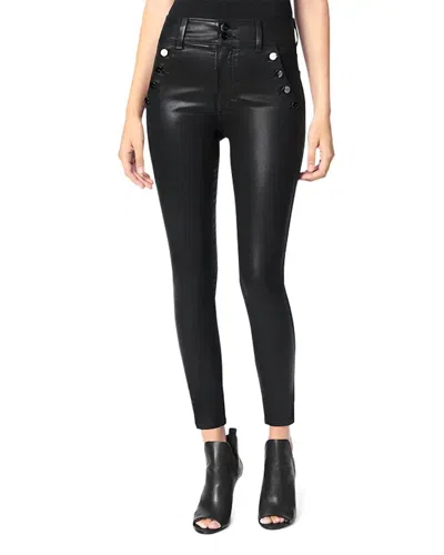 Joe's Jeans The Georgia High Rise Button Skinny Leather Pants In Black