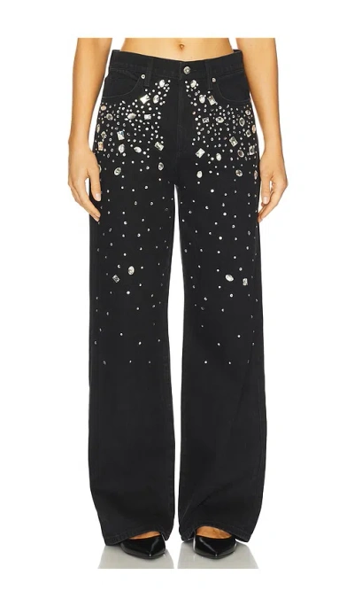 Joe's Jeans The Harlowe Stone Embellished Wide Leg Jeans In Black