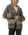 Joe's Jeans The Inga V Neck Fair Isle Cardigan Sweater In Charcoal Black