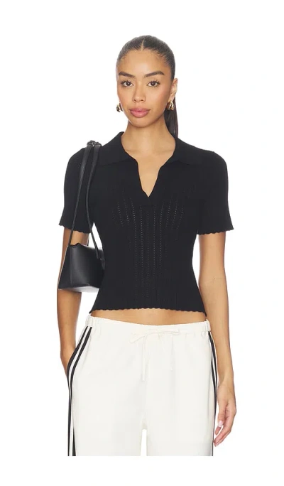 Joe's Jeans The Jess Pointelle Polo Shirt In Black