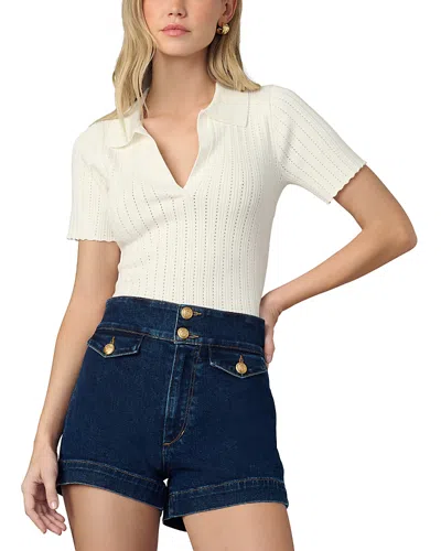 Joe's Jeans The Jess Pointelle Polo Shirt In Milk