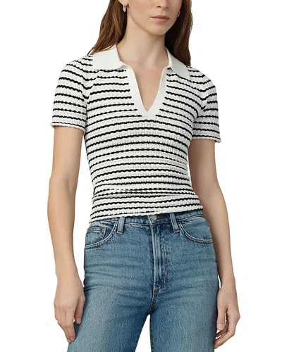 Joe's Jeans The Jess Pointelle Polo Shirt In Milk/black