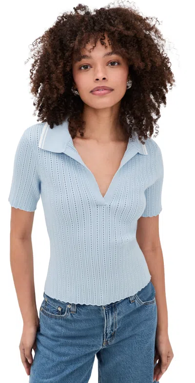 Joe's Jeans The Jess Pointelle Polo Shirt Powder Blue