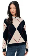 Joe's Jeans The Jude Collared Sweater Navy Multi Argyle In Multi