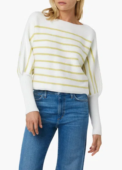 Joe's Jeans The Karina Breton Stripe Cropped Sweater In White Lemon Grass