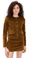 Joe's Jeans The Lady Like Flocked Velvet Jacket Bronze Brown In Brown