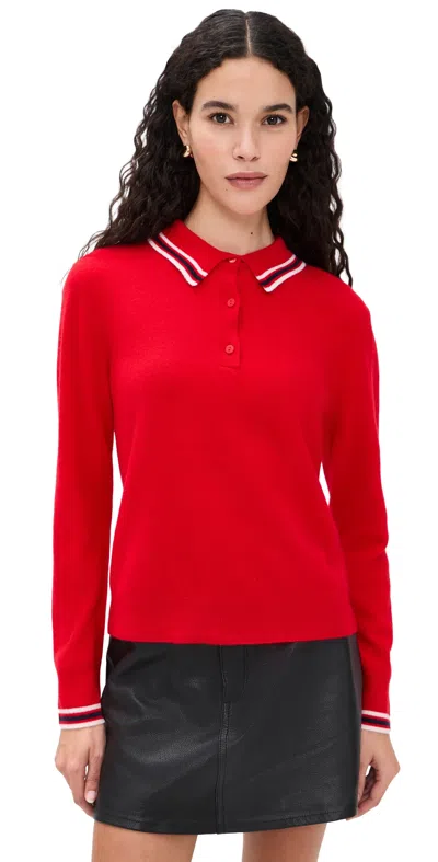 Joe's Jeans The Long Sleeve Cashmere Polo Cherry Red