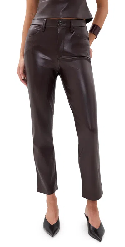 Joe's Jeans The Lyra Slim Ankle Vegan Leather Pants Cabernet In Brown