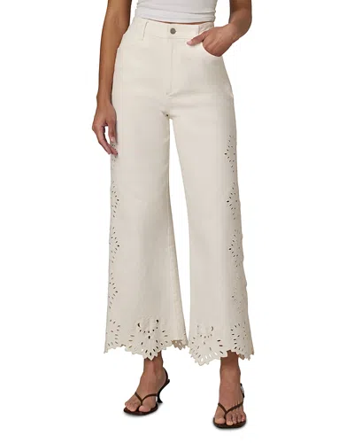 Joe's Jeans The Mia Broderie Wide Leg Ankle Jeans In Ecru Floral In Neutral