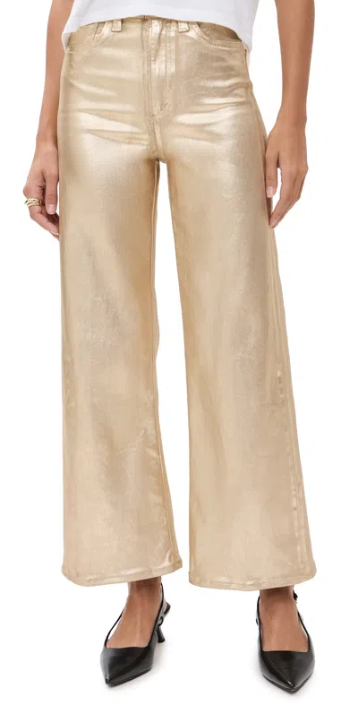 Joe's Jeans The Mia High Rise Wide Ankle Foil Jeans Gold Foil