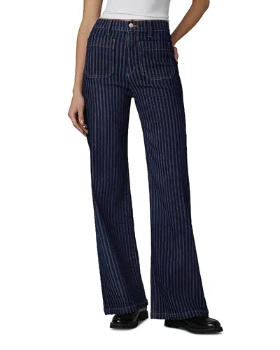 Joe's Jeans The Mia Patch Pocket High Rise Wide Leg Jeans In Indigo Stripe In Blue