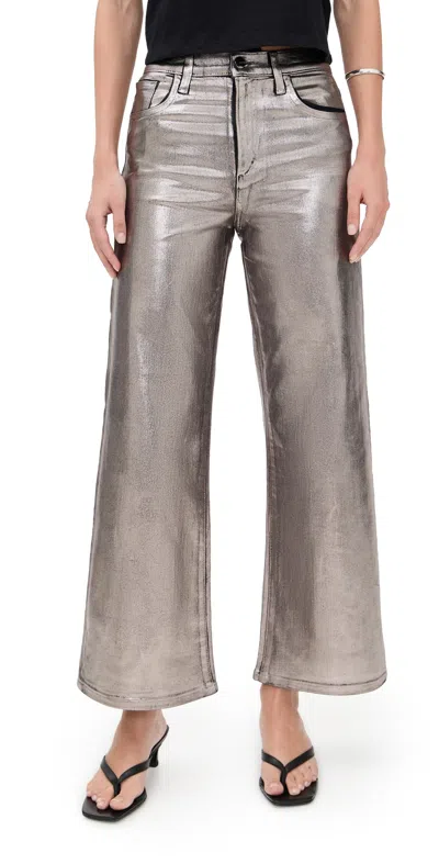 Joe's Jeans The Mia Wide Leg Ankle Foil Jeans Pewter Foil In Gray