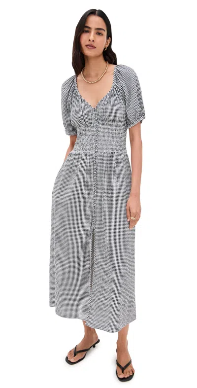 Joe's Jeans The Monet Maxi Dress Black/white Gingham In Gray