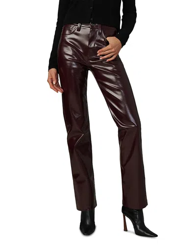 JOE'S JEANS THE PATENT HIGH RISE FAUX LEATHER JEANS IN BORDEAUX
