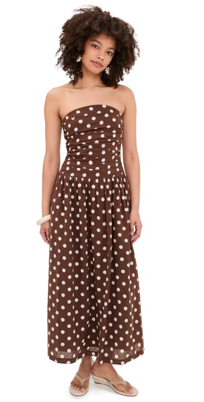 Joe's Jeans Reina Maxi Dress In Chocolate Ecru Dot In Brown