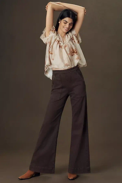 Joe's Jeans The Side Zip High-rise Wide-leg Jeans In Brown