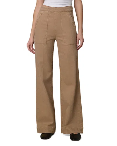 Joe's Jeans The Side Zip High Rise Wide Leg Jeans In Desert Tan In Brown