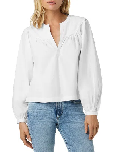 Joe's Jeans The Suzie Womens Cotton V-neck Blouse In Optic White