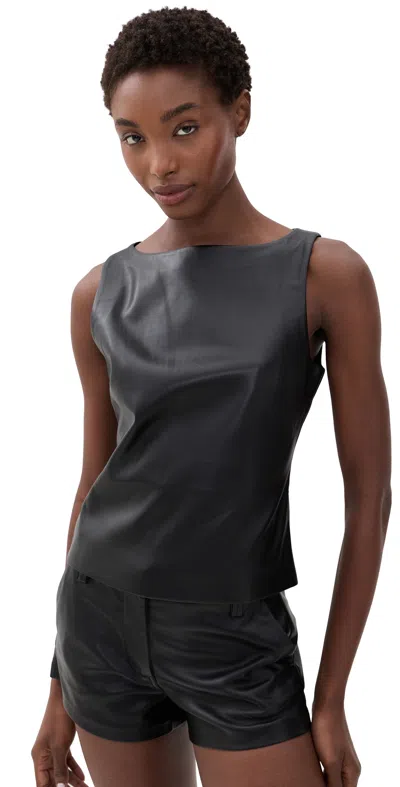 Joe's Jeans The Vegan Leather Boat Neck Tank Black