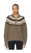 Joe's Jeans The Wells Fair Isle Wool Blend Half Zip Sweater In Green