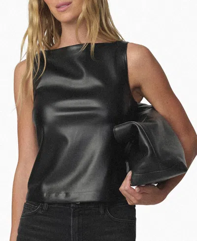 Joe's Jeans Faux Leather Boat Neck Tank Top In Black
