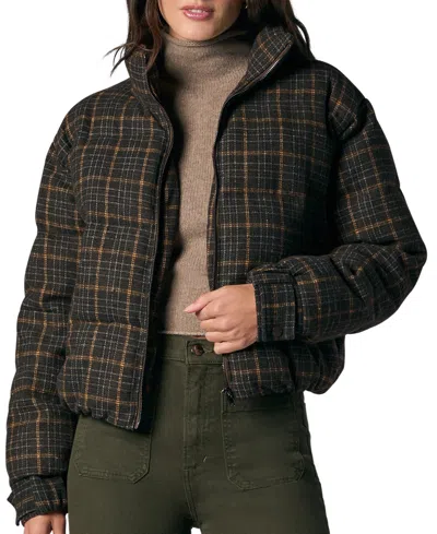 Joe's Jeans The Bruna Brushed Plaid Puffer Jacket In Brown