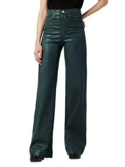 Joe's Jeans Babies' Women's Coated High Rise Wide Leg Full-length Jeans In Green