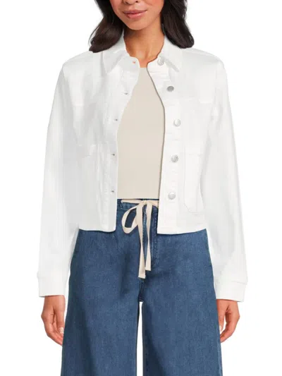 Joe's Jeans Women's Crop Patch Pocket Denim Jacket In White