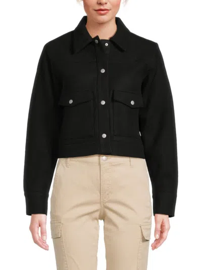 Joe's Jeans Women's Cropped Shirt Jacket In Black