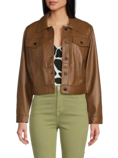 Joe's Jeans Women's Cropped Faux Leather Jacket In Caramel