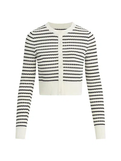 Joe's Jeans Women's Dani Striped Pointelle-knit Cardigan In White
