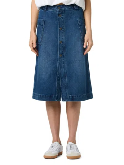 Joe's Jeans Babies' Women's Dark Wash Denim Midi-skirt In Blue
