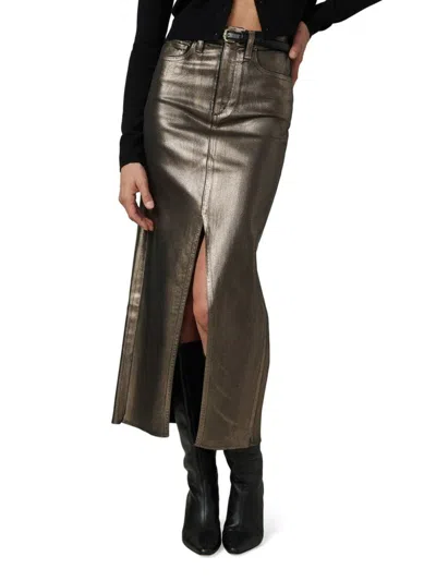 Joe's Jeans Women's Eva Metallic Denim Maxi Skirt In Gold