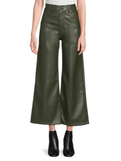 Joe's Jeans Babies' Women's Faux Leather Cropped Wide Leg Jeans In Green