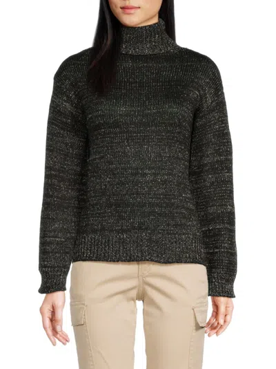 Joe's Jeans Women's Knit Turtleneck Sweater In Black Silver