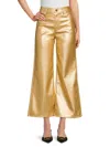 Joe's Jeans Women's Metallic Coated Cropped Wide Leg Jeans In Gold