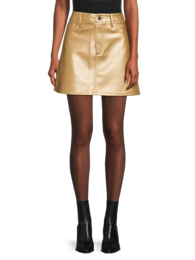 Joe's Jeans Babies' Women's Metallic Faux Leather Mini Skirt In Gold