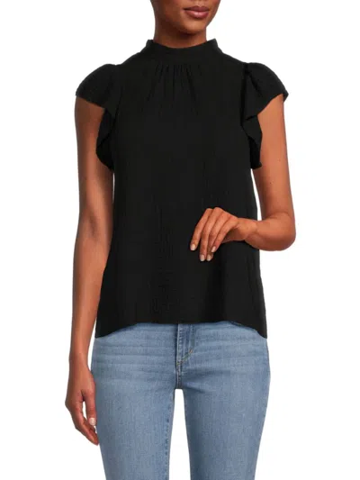 Joe's Jeans Women's Mockneck Flutter Sleeve Top In Apricot