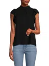 Joe's Jeans Women's Mockneck Flutter Sleeve Top In Black