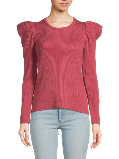 Joe's Jeans Women's Puff Sleeve Ribbed Top In Heather Grey