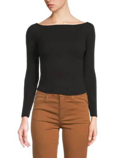 Joe's Jeans Women's Solid Boat Neck Top In Black