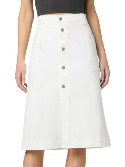Joe's Jeans Women's Stretch Cotton Knee-length A-line Denim Skirt In White
