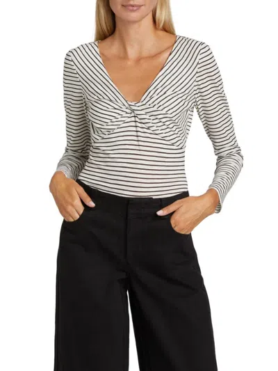 Joe's Jeans Women's The Ava Stripe Twist Long-sleeve Top In Black White Stripe